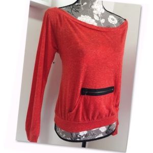 Zinga Designer Off Shoulder Zip Pouch Pocket Top